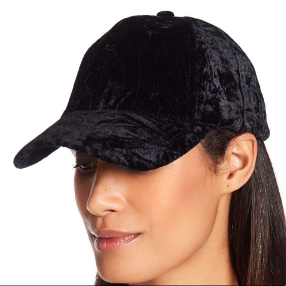 BCBG Lace Up Velvet Baseball Hat